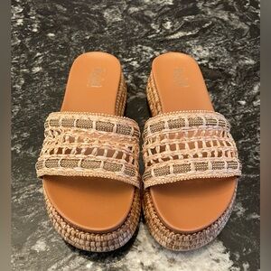 Corkys Women's Tan Woven Slide Sandals